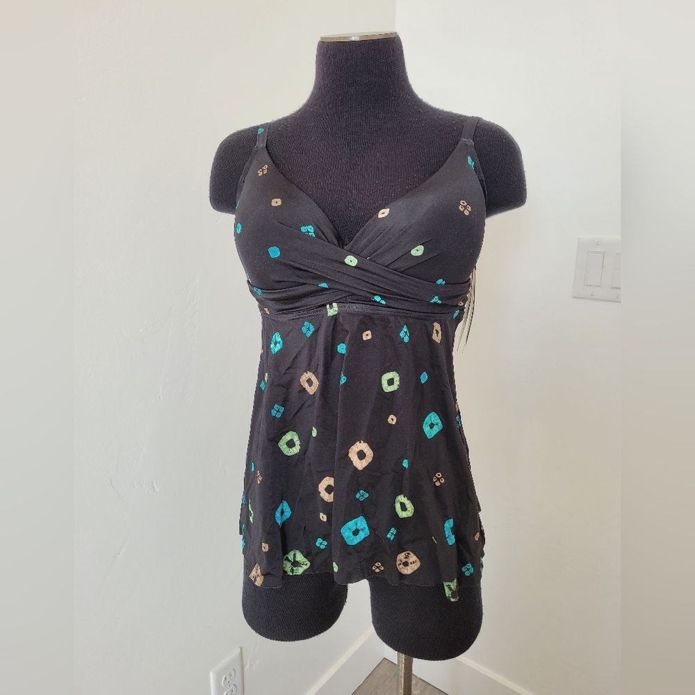 NEW Contours by Coco Reef Shapemakers Swim Top Tankini Pool Beach 34D Size 10 - Picture 4 of 9